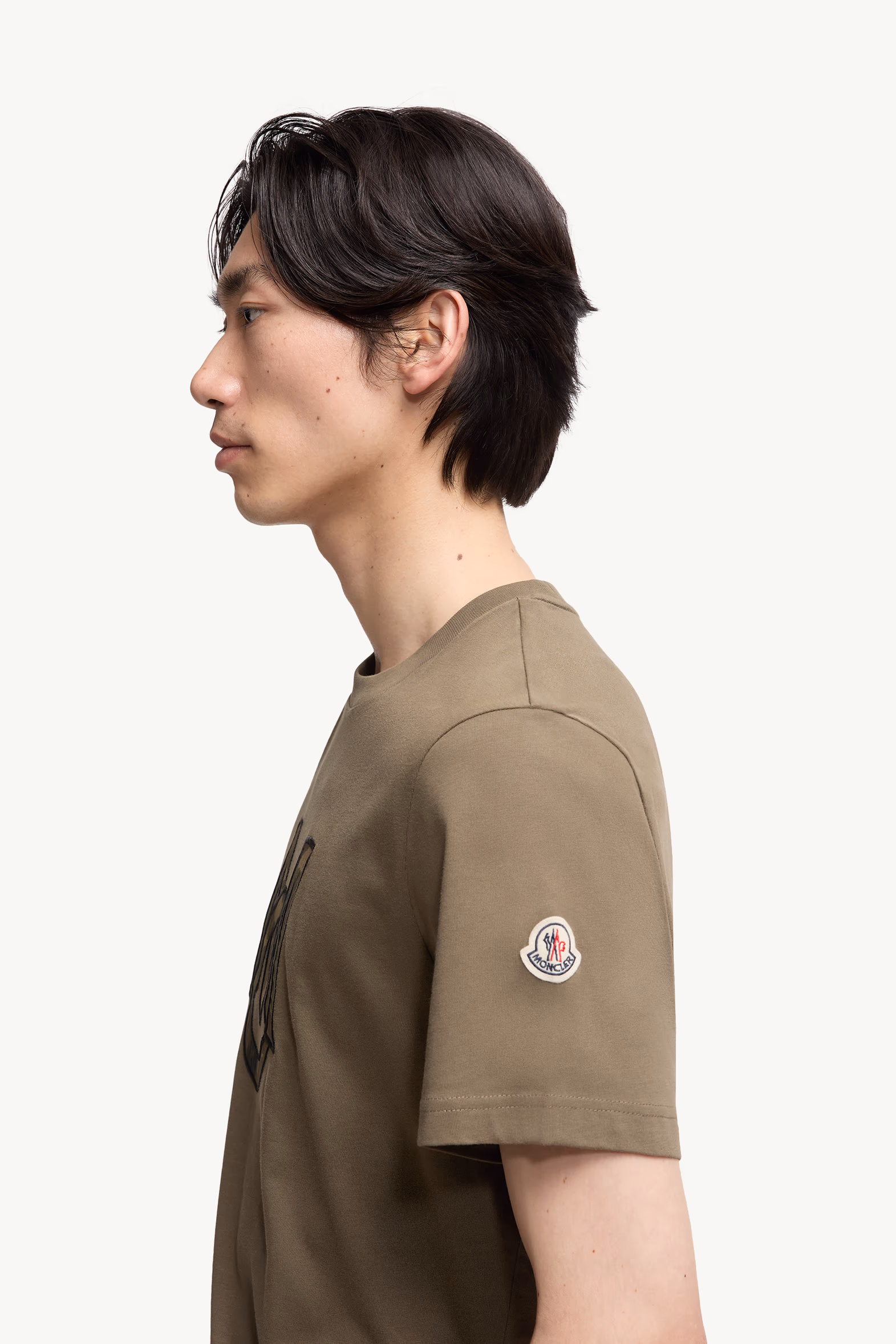 T-shirt en coton à monogramme Hommes Vert Olive Moncler 4